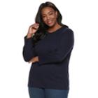 Plus Size Croft & Barrow&reg; Classic Crewneck Tee, Women's, Size: 2xl, Dark Blue