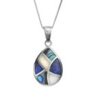 Lapis Lazuli, Abalone & Mother-of-pearl Sterling Silver Teardrop Pendant Necklace, Women's, Size: 18, Blue