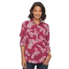 Women's Croft & Barrow&reg; Print Popover Shirt, Size: Medium, Dark Red