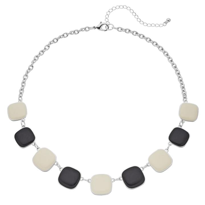 Epoxy Square Link Necklace, Women's, Black