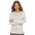 Women's Apt. 9&reg; Sequin Crewneck Sweater, Size: Xl, White
