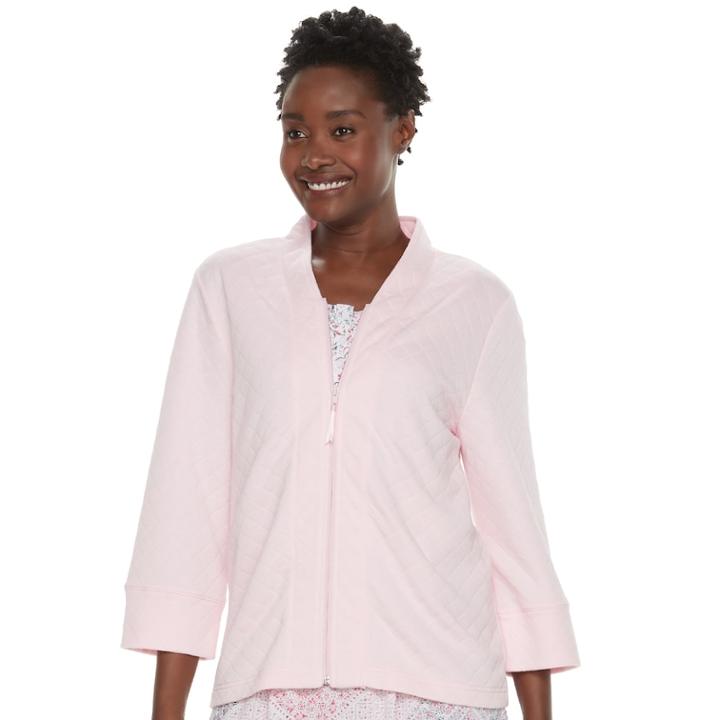 Women's Croft & Barrow&reg; Quilted Bed Jacket, Size: Medium, Light Pink