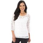 Women's Apt. 9&reg; Floral Lace Peasant Top, Size: Medium, White Oth