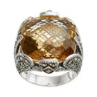 Lavish By Tjm Sterling Silver Champagne Quartz & Marcasite Ring, Women's, Size: 7, Multicolor