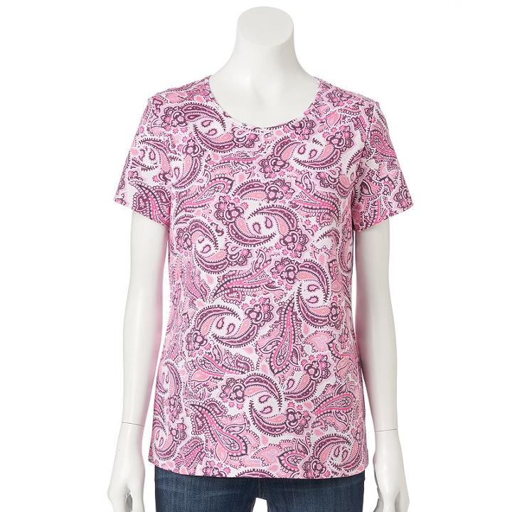 Women's Croft & Barrow&reg; Essential Crewneck Tee, Size: Xxl, Brt Pink