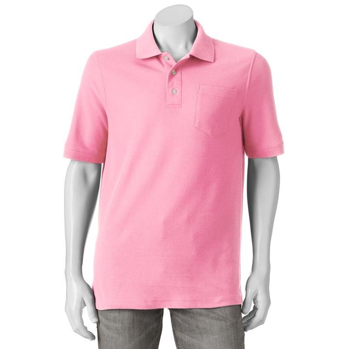 Men's Croft & Barrow&reg; Performance Pocket Pique Polo, Size: Medium, Med Pink