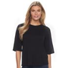 Women's Apt. 9&reg; Lace Raglan Top, Size: Xxl, Black