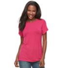 Women's Apt. 9&reg; Snap-back Tee, Size: Large, Med Pink