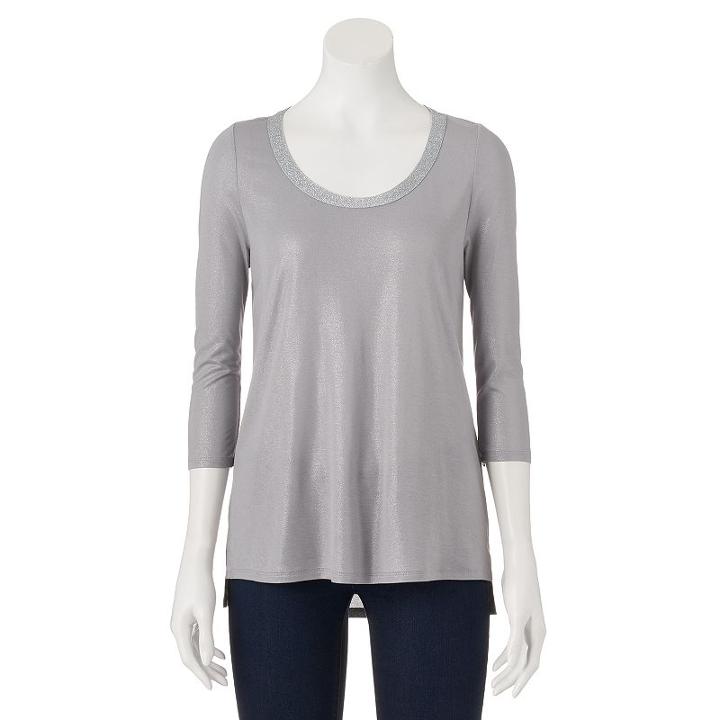 Women's Juicy Couture Glitter Scoopneck Tee, Size: Small, Grey