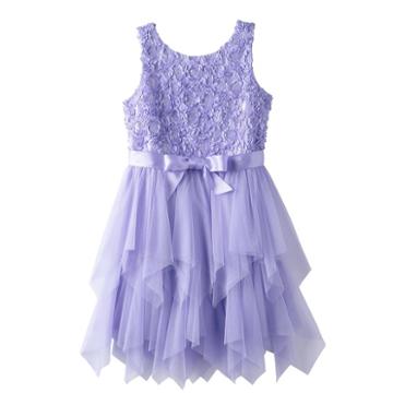 Girls Plus Size Lilt Soutache Flower Bodice & Tiered Tulle Skirt Dress, Size: 18 1/2, Med Blue