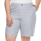 Plus Size Croft & Barrow&reg; Essential Striped Twill Bermuda Shorts, Women's, Size: 18 W, Blue