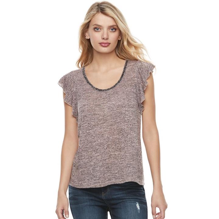 Women's Juicy Couture Embellished Flutter Tee, Size: Xs, Lt Orange