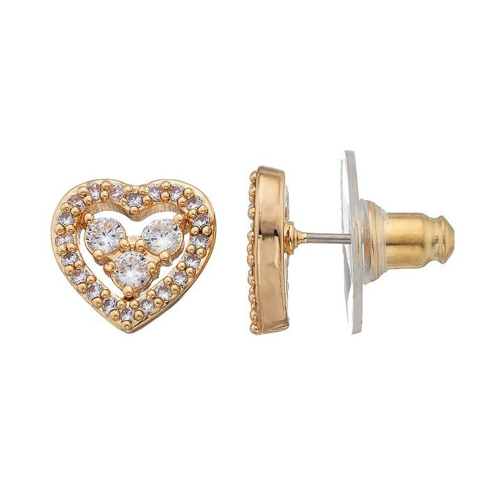 Napier Cubic Zirconia Openwork Heart Stud Earrings, Women's, Gold