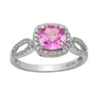 Sterling Silver Lab-created Pink Sapphire And Lab-created White Sapphire Halo Ring, Women's, Size: 7, Multicolor