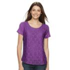 Women's Croft & Barrow&reg; Lace Tee, Size: Xl, Purple