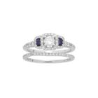 14k White Gold 1 Carat T.w. Igl Certified Diamond & Sapphire Halo Engagement Ring Set, Women's, Size: 5