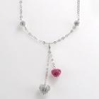 Sterling Silver Pink And White Crystal Heart Necklace, Women's, Size: 18