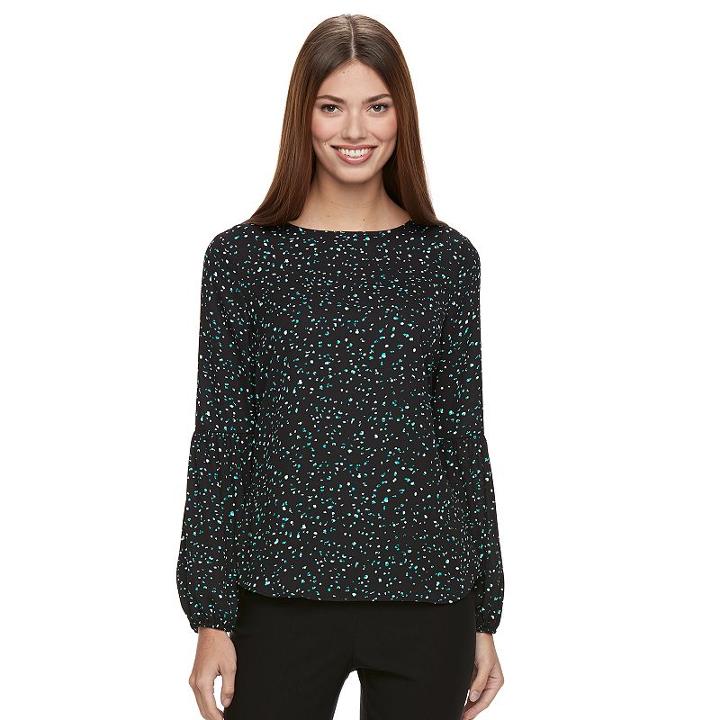Women's Apt. 9&reg; Bubble-sleeve Top, Size: Medium, Black