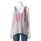 Women's Rock & Republic&reg; Strappy Abstract Flag Tank, Size: Large, Med Grey