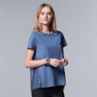 Women's Simply Vera Vera Wang Pleated Lace Back Tee, Size: Small, Blue (navy)