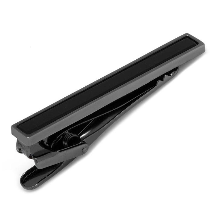 Gunmetal & Mother Of Pearl Inlaid Tie Clip, Men's, Black