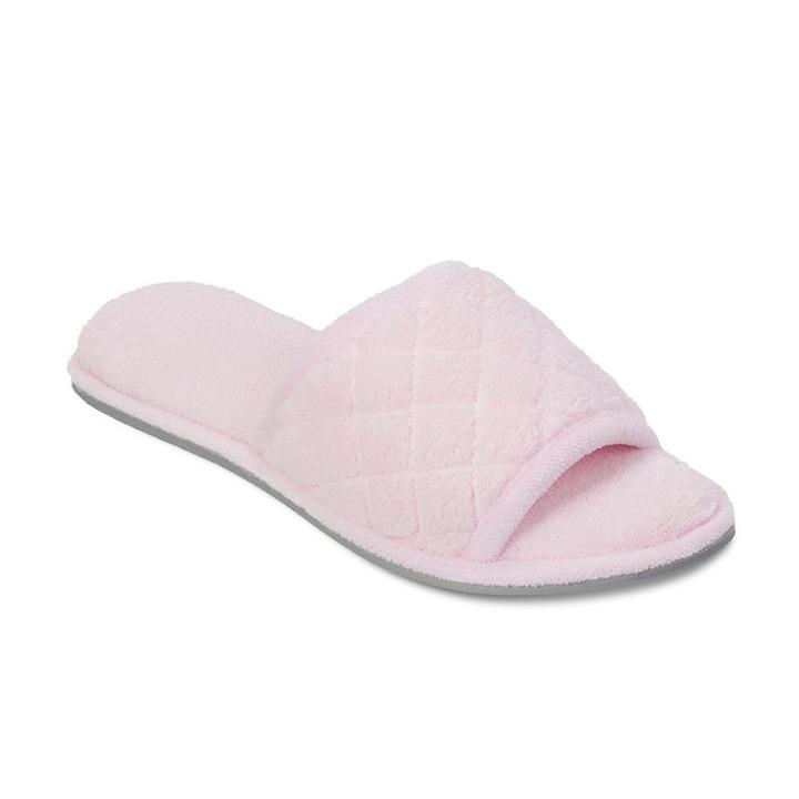 Women's Dearfoams Microfiber Terry Quilted Slide Slippers, Size: Xl, Dark Pink