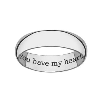 Sweet Sentiments Sterling Silver Wedding Band, Women's, Size: 11, Grey