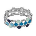 Blue & Mint Green Multirow Stretch Bracelet, Women's