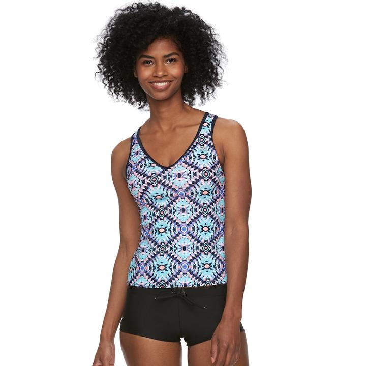 Women's Zeroxposur Tribal Strappy Tankini Top, Size: 10, Pink