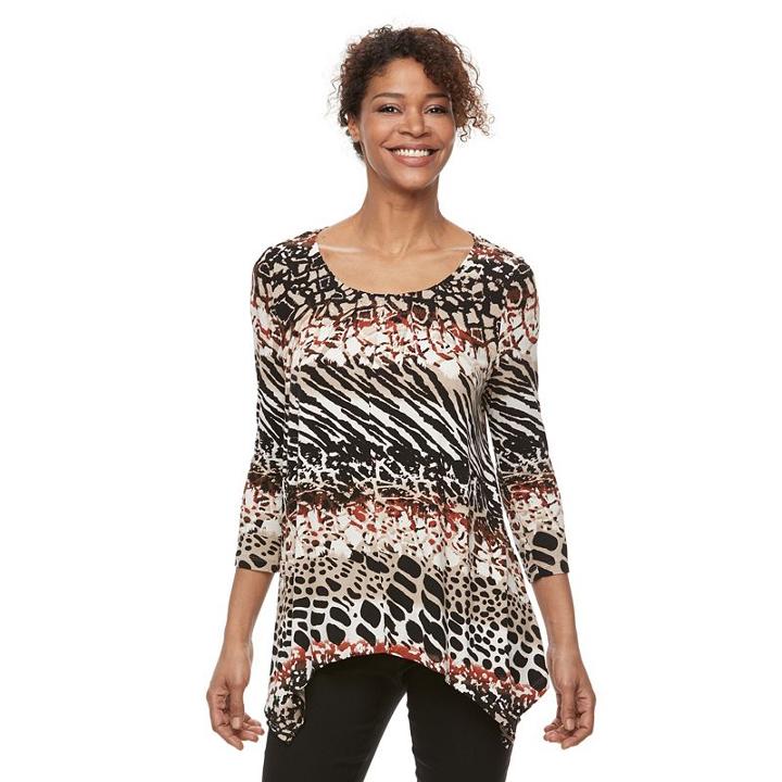Women's Dana Buchman Pleated Shark-bite Top, Size: Small, Lt Beige