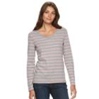 Women's Croft & Barrow&reg; Classic V-neck Tee, Size: Xl, Med Grey