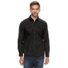 Men's Apt. 9&reg; Brushed Nep 2-pocket Woven Button-down Shirt, Size: Xxl, Black