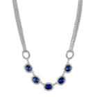 1928 Blue Oval Halo Multi Strand Necklace, Women's, Size: 16