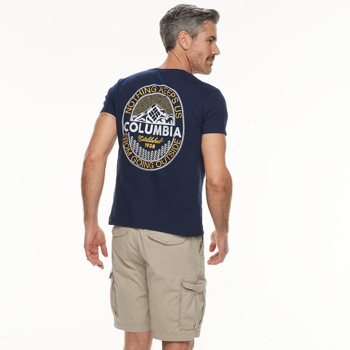 Men's Columbia Nothing Keeps Us From Going Outside Logo Tee, Size: Large, Dark Blue