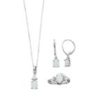 Sterling Silver Simulated Opal Pendant Earrings & Ring Set, Women's, White