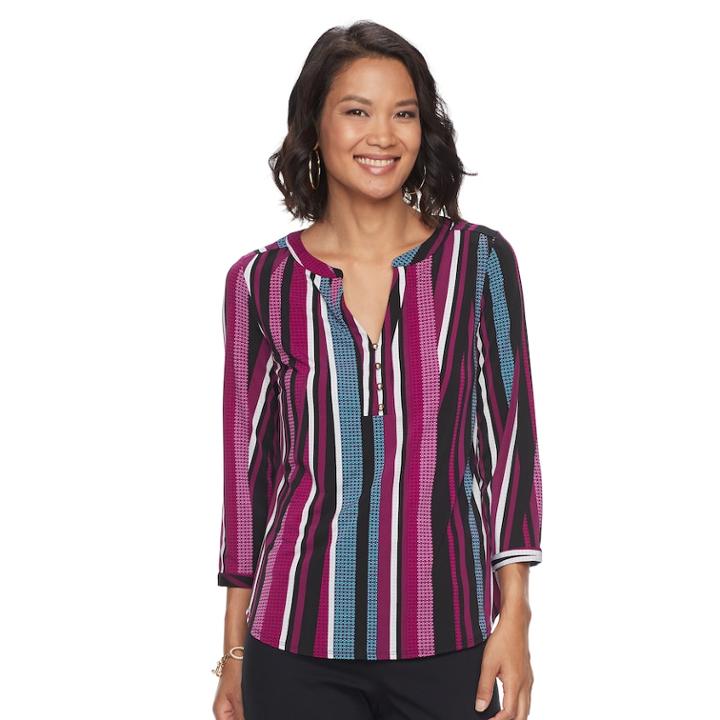 Women's Dana Buchman Knit Henley Top, Size: Medium, Med Red