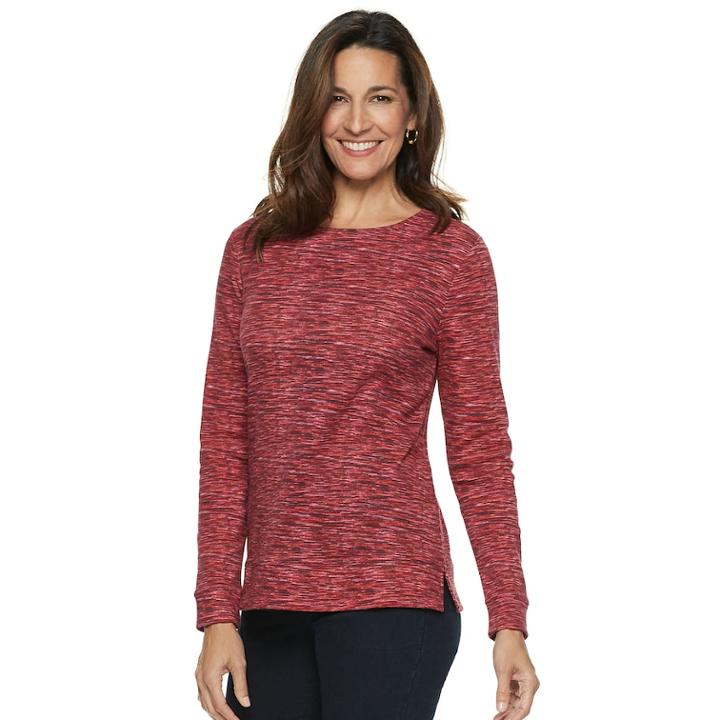 Women's Croft & Barrow&reg; Crewneck Sweatshirt, Size: Xl, Med Red