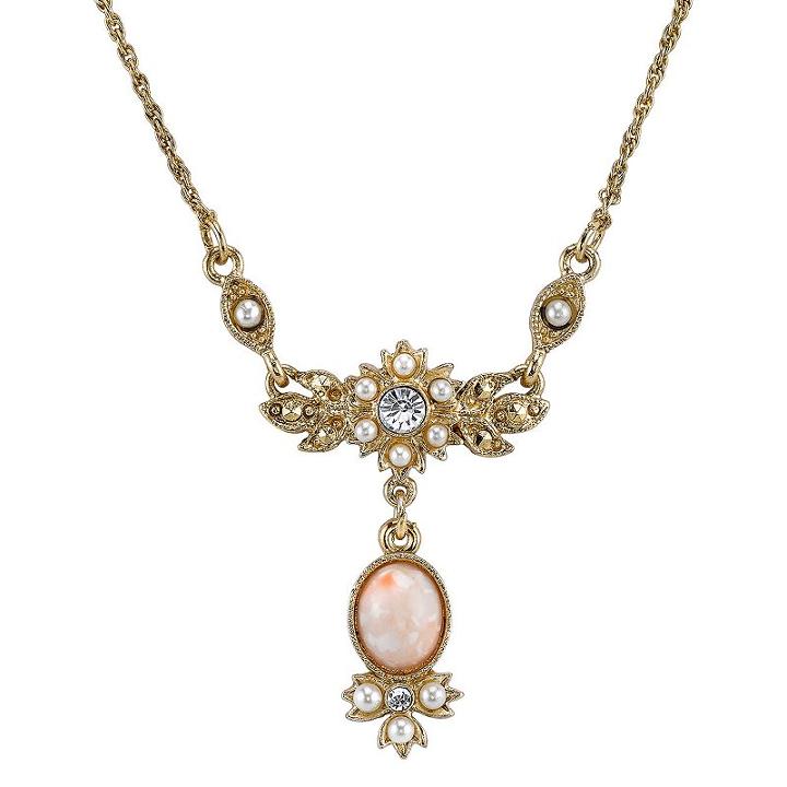 Downton Abbey Cabochon Y Necklace, Women's, Size: 16, Pink