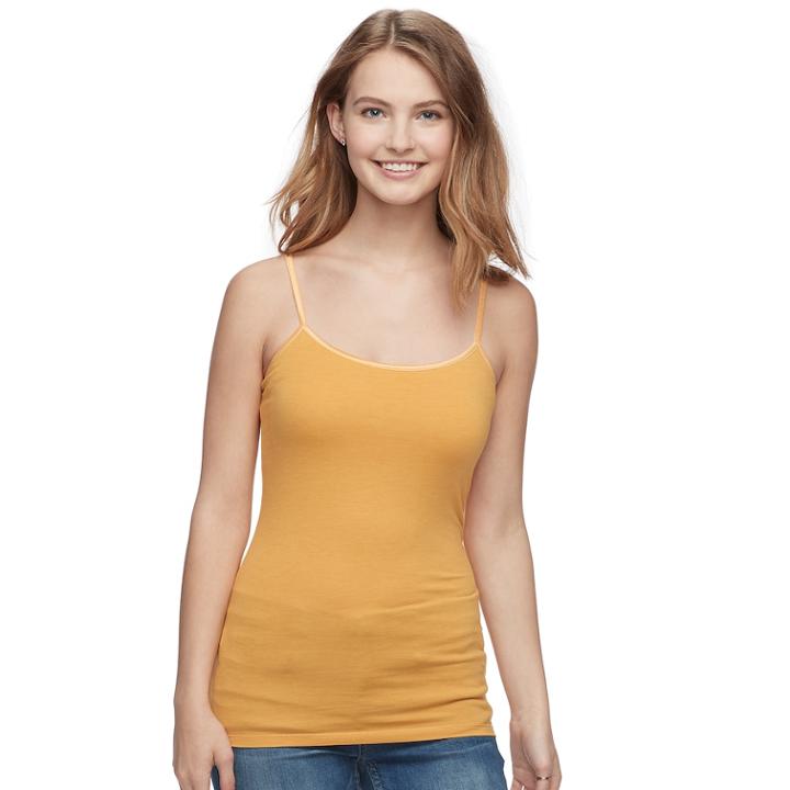Juniors' So® Scoopneck Satin-trim Cami Tank Top, Teens, Size: Medium, Med Orange