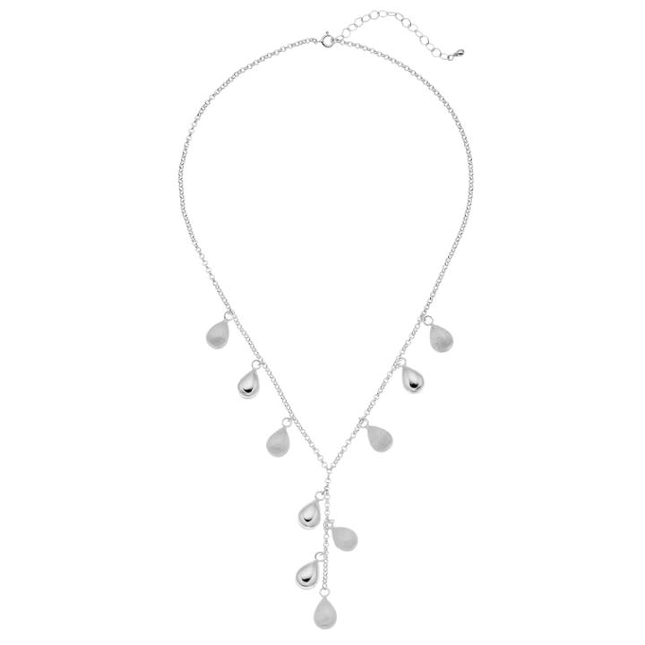 Sterling Silver Polished Teardrop Y Necklace, Women's, Size: 16