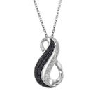 Sterling Silver 1/4-ct. T.w. Black And White Diamond Infinity Pendant, Women's, Size: 18