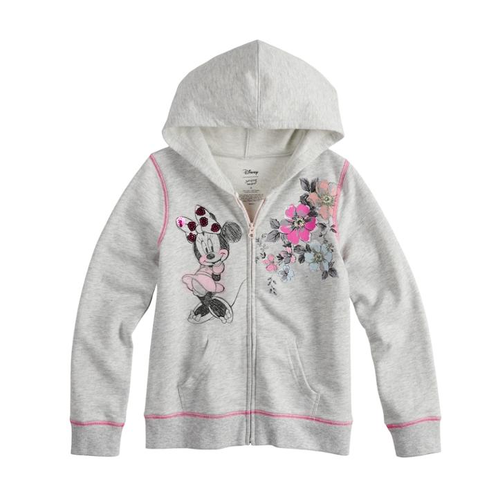 Disney Minnie Mouse Girls 4-7 Full-zip Hoodie By Jumping Beans®, Size: 6, Light Grey