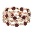 Rose Gold Tone Red Bead Stretch Bracelet Set, Women's, Dark Red