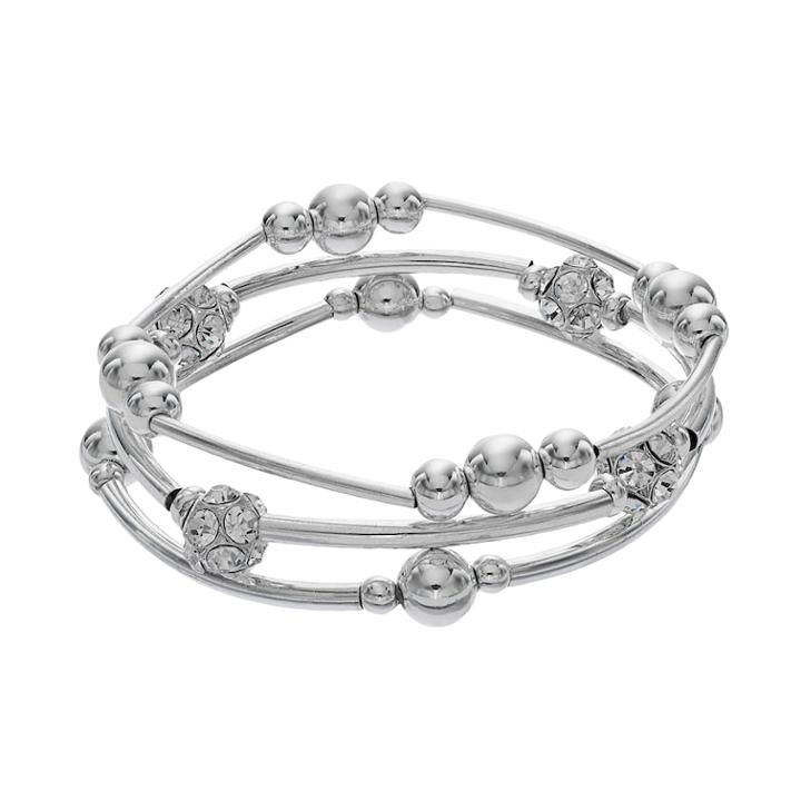 Apt. 9&reg; Fireball Beaded Stretch Bracelet Set, Women's, Silver