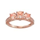 10k Rose Gold Simulated Morganite & Lab-created White Sapphire 3-stone Ring, Women's, Size: 8, Pink