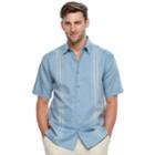 Men's Havanera Classic-fit Paneled Linen-blend Button-down Shirt, Size: Xl, Med Blue