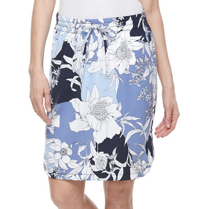 Women's Croft & Barrow&reg; Crepe Skirt, Size: Xl, Blue (navy)