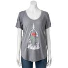 Disney's Beauty And The Beast Juniors' Enchanted Rose Graphic Tee, Girl's, Size: Small, Grey