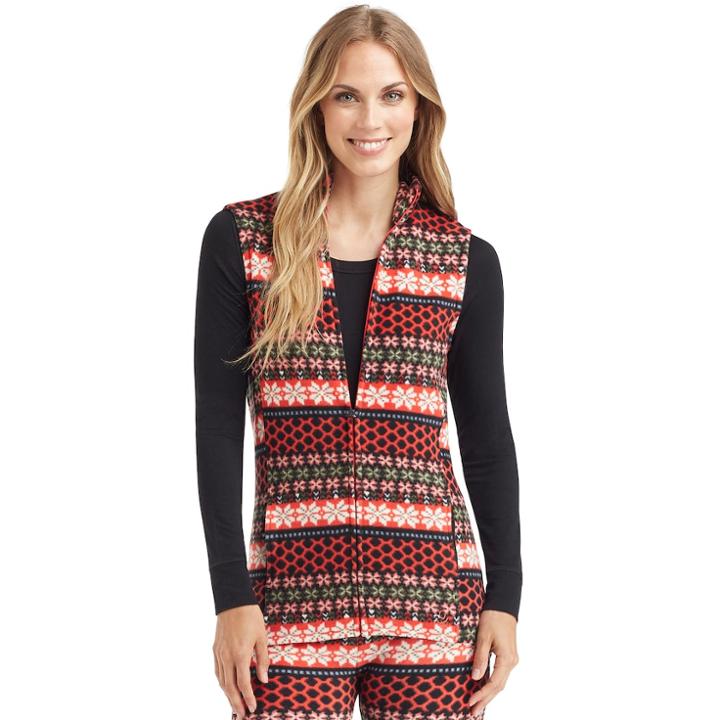 Women's Cuddl Duds Stretch Fleece Vest, Size: Small, Dark Red