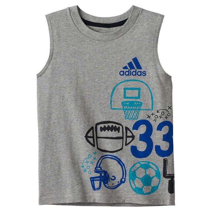 Boys 4-7x Adidas Wrap-around Graphic Tank Top, Boy's, Size: 5, Grey